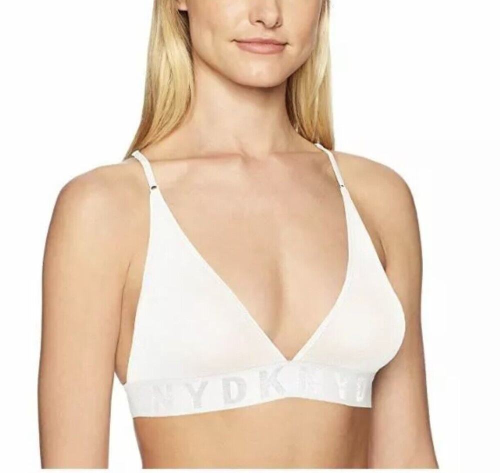 NEW  DKNY Women's Seamless Litewear Mesh Bralette, poplin White Small
